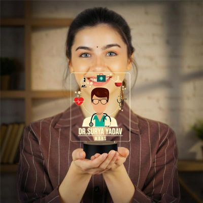 Personalized Doctor LED Night Lamp with Warm White Light Thankyou Gift for Doctor Appreciation Gift for Doctor Clinic & Hospital Decor Light (Gift for MBBS Doctor)